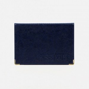 Обложка для паспорта, уголки, цвет синий 4010081