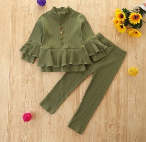 Костюм для девочек, кофта + штаны, цвет зеленый
