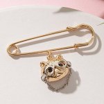 Булавка &quot;Кот&quot; учёный, цвет серебристо-золотой