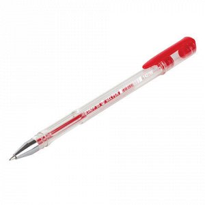 Ручка гелевая STAFF "Basic" GP-789, КРАСНАЯ, корпус прозрачный, хромированные детали, узел 0,5 мм, 142790