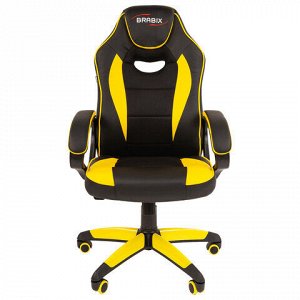 Кресло компьютерное BRABIX "Blaze GM-162", TW/экокожа, черное/желтое, 532579, 7083507