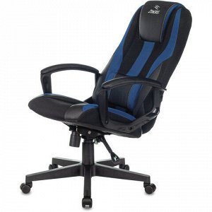 Кресло компьютерное ZOMBIE-9/BL+BLUE, подушка, экокожа/ткань, черное/синее, 1583708