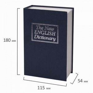 Сейф-книга "Английский словарь", 54х115х180 мм, ключевой замок, темно-синий, BRAUBERG, 291179