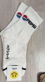 Носки высокие белые широкая резинка с логотипом Pepsi Smile 1 пара (р. Free size)