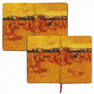 Ежедневник недатированный B6 (127х186 мм), BRAUBERG VISTA, под кожу, гибкий, срез фольга, 136 л., "Van Gogh", 112102
