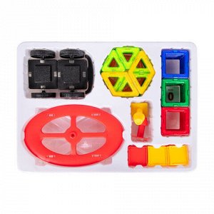 Магнитный конструктор MEGA MAGNETIC BLOCKS-79, с колесной базой и каруселью, BRAUBERG KIDS, 663848