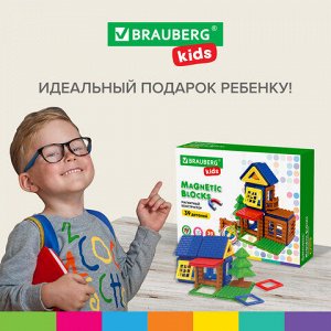 Магнитный конструктор MAGNETIC BUILD BLOCKS-39 "Построй дом", 39 деталей, BRAUBERG KIDS, 663849