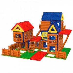 Магнитный конструктор MEGA MAGNETIC BUILD BLOCKS-129 &quot;Построй дом&quot;, 129 деталей, BRAUBERG KIDS, 663850