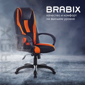 Кресло компьютерное BRABIX PREMIUM "Rapid GM-102", НАГРУЗКА 180 кг, экокожа/ткань, черно/оранжевое, 532420, GM-102_532420