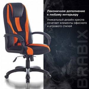 Кресло компьютерное BRABIX PREMIUM "Rapid GM-102", НАГРУЗКА 180 кг, экокожа/ткань, черно/оранжевое, 532420, GM-102_532420