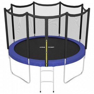 Батут ONLITOP, d=366 см, с внешней защитной сеткой высотой 173 см и лестницей, цвет синий