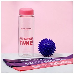 Набор для фитнеса ONLYTOP Dreamfit: 3 фитнес-резинки, бутылка для воды, массажный мяч