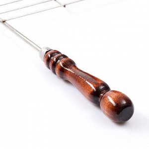 Решетка на мангал с деревянной ручкой из бука, 60 х 40 см; сталь - ASI304