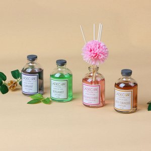 LADECOR Аромадиффузор с палочками и декором, 50мл, ароматы розы-пачули/бергамот/смородины/анти-табак