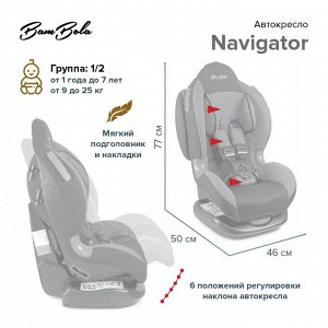Автокресло 9-25 кг BAMBOLA Navigator Isofix Серый/Черный