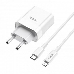 Зарядное устройство PD3.0 Hoco C71A  2.4A + кабель Type-C to Apple Lightning