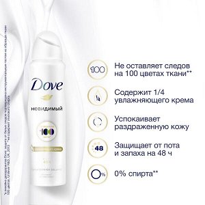 DOVE антиперспирант-дезодорант аэрозоль невидимый безупречная защита с 1/4 увлажняющего крема 150 мл