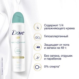 DOVE антиперспирант-дезодорант аэрозоль бережная забота 48ч защиты, гипоаллергенный, без отдушек 150 мл