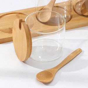 Набор стеклянных банок для сыпучих продуктов Magistro «Эко», 3 предмета: 220/320/420 мл, с ложками