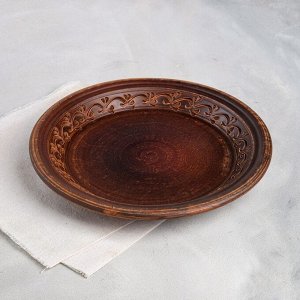 Тарелка "Для пасты", декор, красная глина, 24 см