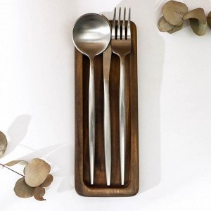 Лоток деревянный для подачи столовых приборов Adelica, 23x8x1,8 см, окрашен в тёмный цвет, берёза