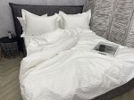 ПРОСТЫНЯ КИНГ САЙЗ ИЗ САТИНА СТРАЙП 3*3, ЦВЕТ БЕЛОСНЕЖНЫЙ