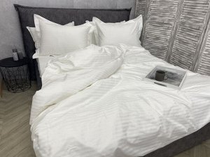 ПОДОДЕЯЛЬНИК ЕВРО из сатина страйп, рисунок полосы 3*3, цвет белый