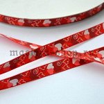 Лента Репсовая Сердечки алые
