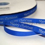 Репсовая лента Marry Christmas на синем фоне