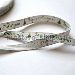 Репсовая лента Marry Christmas на серебрянном  фоне