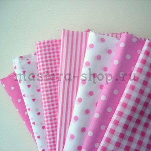 Набор тканей для пэчворка и рукоделия Розовые - 7 отрезов