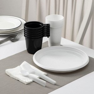 Набор одноразовой посуды «Чайный №2», на 6 персон, цвет белый