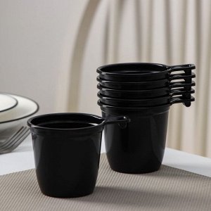 Набор одноразовой посуды на 6 персон «Чайный №2», тарелки, стаканчики 200 мл, кофейные стаканы 200 мл, вилки, чайные ложки, бумажные салфетки, цвет белый, черный