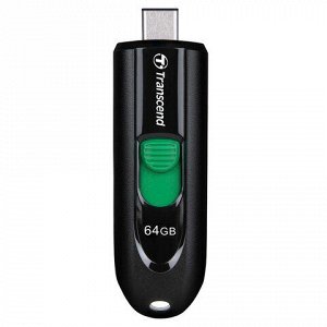 Флеш-диск 64GB TRANSCEND JetFlash 790C, разъем USB 3.2, черный/зеленый, TS64GJF790C