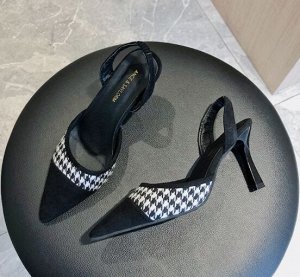 Туфли с острым носом, каблук 7 см, черный