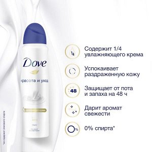 Dove антиперспирант-дезодорант аэрозоль красота и уход 1/4 увлажняющего крема, 48ч защиты 150 мл