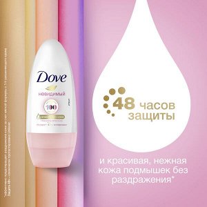 DOVE антиперспирант-дезодорант роликовый невидимый нежность лепестков 1/4 увлажняющего крема, 48ч защиты 50 мл