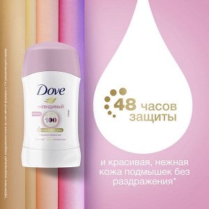 DOVE антиперспирант-дезодорант стик невидимый нежность лепестков с 1/4 увлажняющего крема, 48ч защиты 40 мл