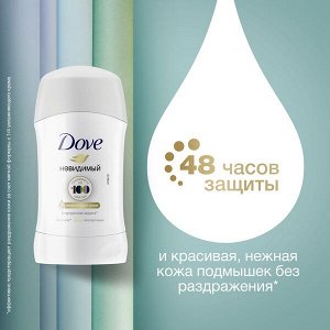 DOVE антиперспирант-дезодорант стик невидимый безупречная защита с 1/4 увлажняющего крема, 48ч защиты 40 мл