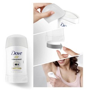 DOVE антиперспирант-дезодорант стик невидимый безупречная защита с 1/4 увлажняющего крема, 48ч защиты 40 мл