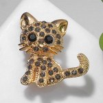 Брошь &quot;Кошечка&quot; очаровательная, цвет чёрно-серый в золоте