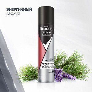 NEW ! Rexona Clinical Protection антиперспирант аэрозоль мужской Защита и уверенность, защита от запаха и пота 96ч 75 мл