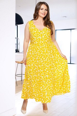 Платье штапель 5944/07/Желтый, белый