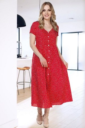 Платье штапель 5950/09/Красный, белый