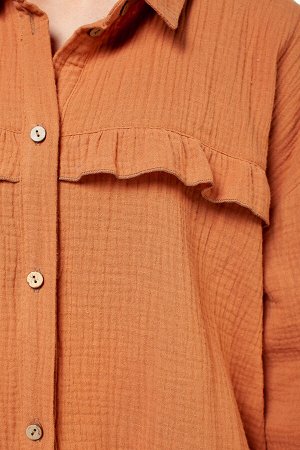 Рубашка хлопок  4123/03/Светло-коричневый