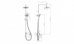 LM3862C "Minima" Смеситель для ванны с верхней душ. лейкой "Тропический дождь", с повор.изливом хром