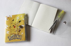 Блокнот "Покемон", 10*8 см, в комплекте шариковая ручка синего цвета, 54 листа в полосочку