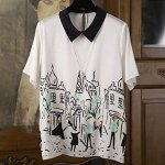 Блуза с граффити из искусственного шелка