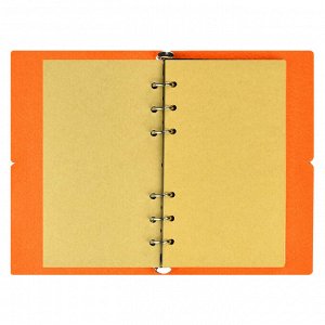 Записная книжка Notebook, формат А6+, количество листов 80, скругленный корешок, закругленные углы переплета и прямые углы внутреннего блока, внутренний блок на металлических кольцах, застежка-резинка
