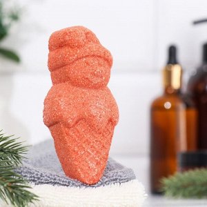 Шипучая бомбочка "Снеговик" с ароматом апельсина и корицы, красная, 100 гр